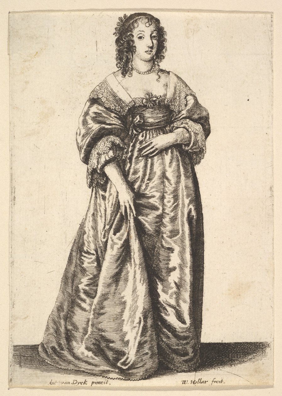Naishahmo seisomassa, 1625-77. tekijältä Wenceslaus Hollar
