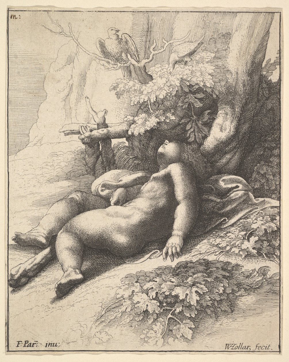 Herkules-lapsi unessa, 1625-77. tekijältä Wenceslaus Hollar