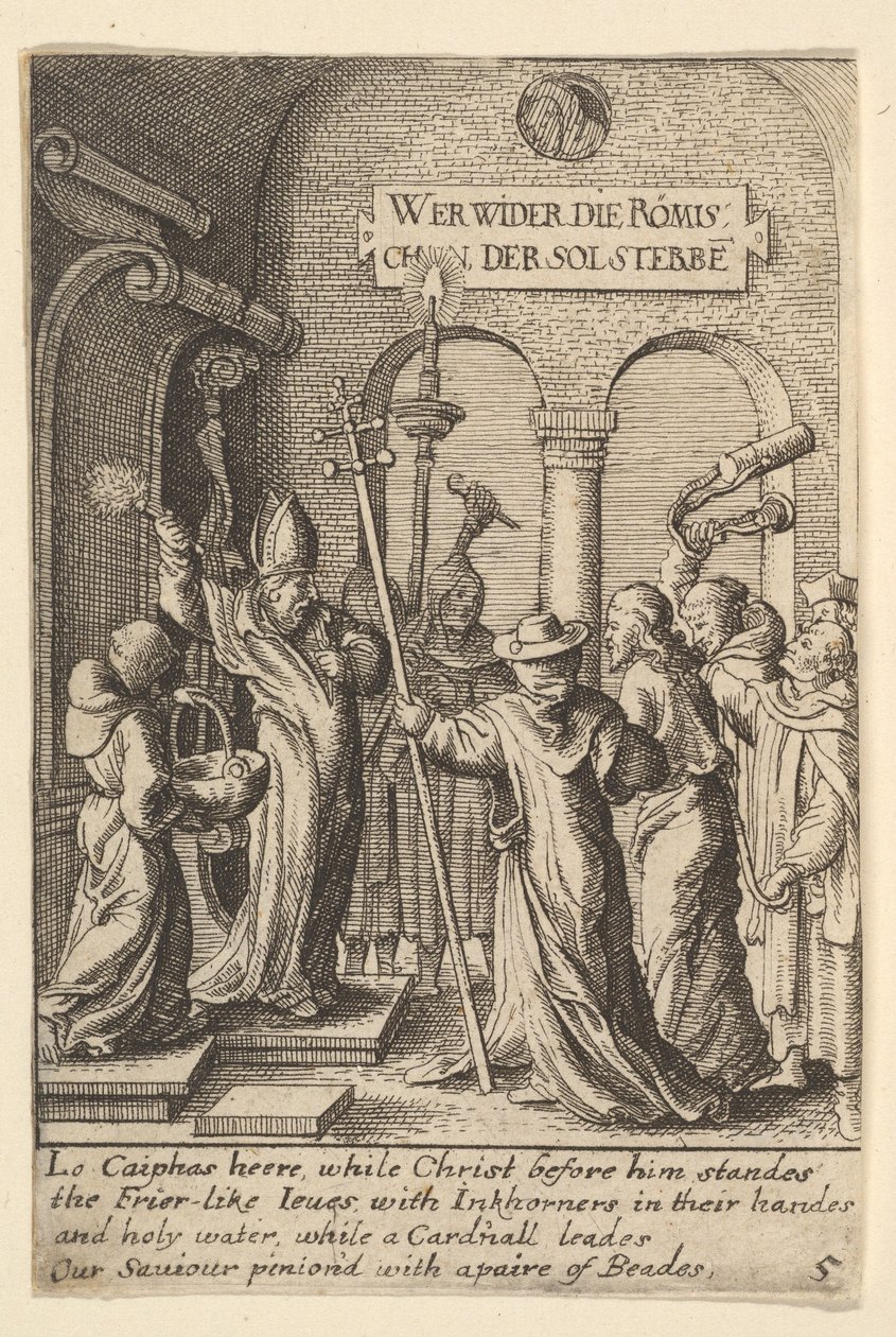 Jeesus ennen Kaifasta, 1625-77. tekijältä Wenceslaus Hollar