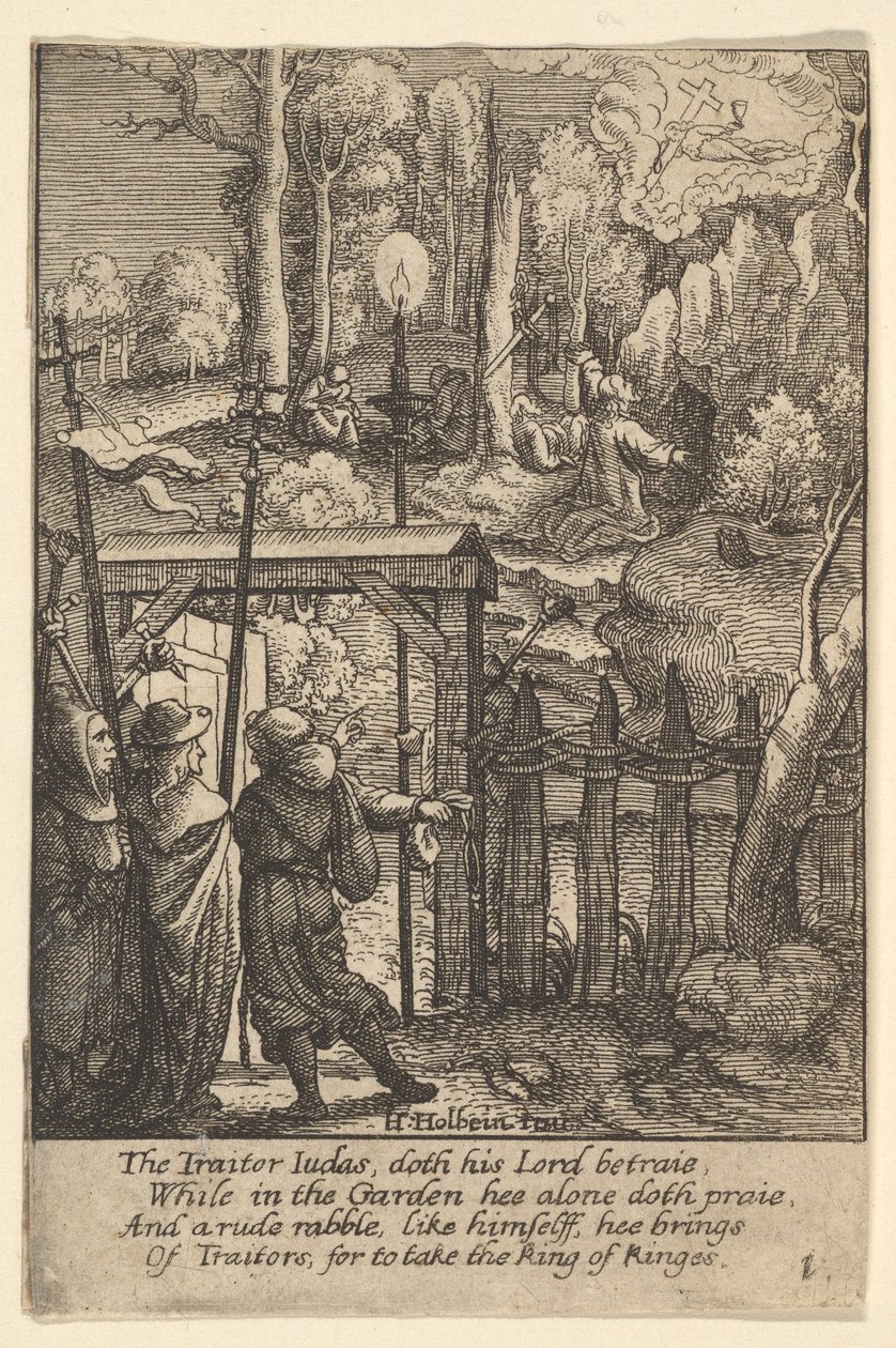 Jeesus Öljymäellä, 1625-77. tekijältä Wenceslaus Hollar