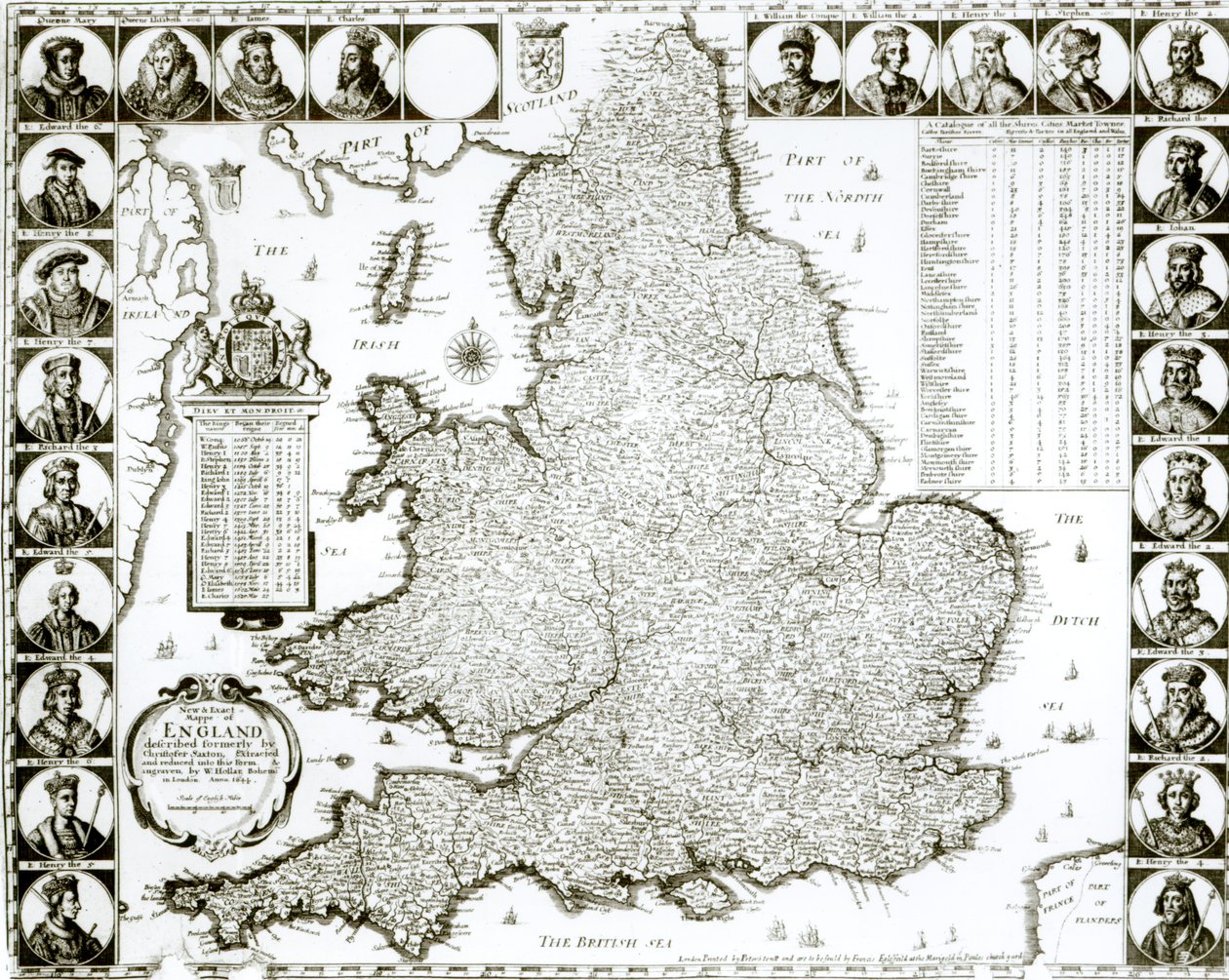 Englannin ja Walesin kartta, 1644 tekijältä Wenceslaus Hollar