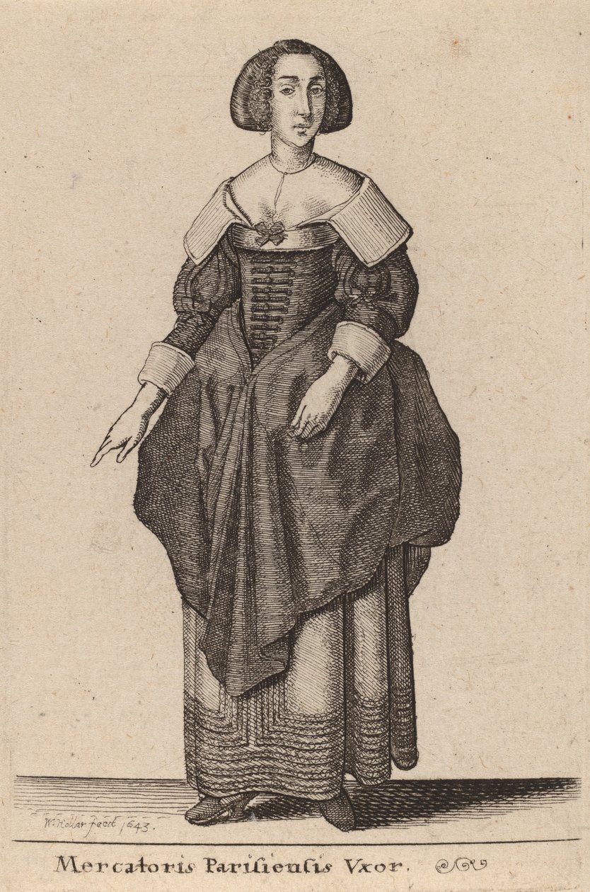 Pariisin kauppiaan vaimo, 1643. tekijältä Wenceslaus Hollar