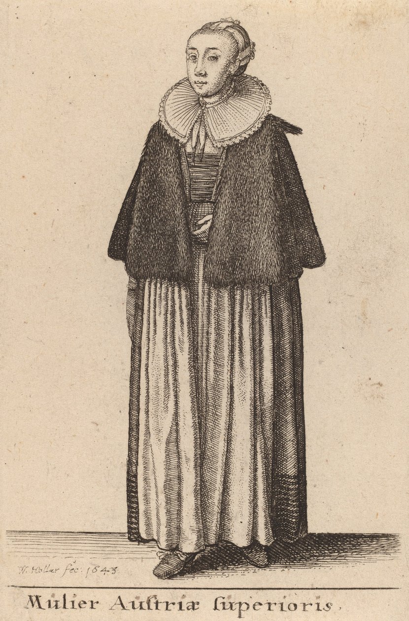 Nainen Ylä-Itävallasta, 1643. tekijältä Wenceslaus Hollar