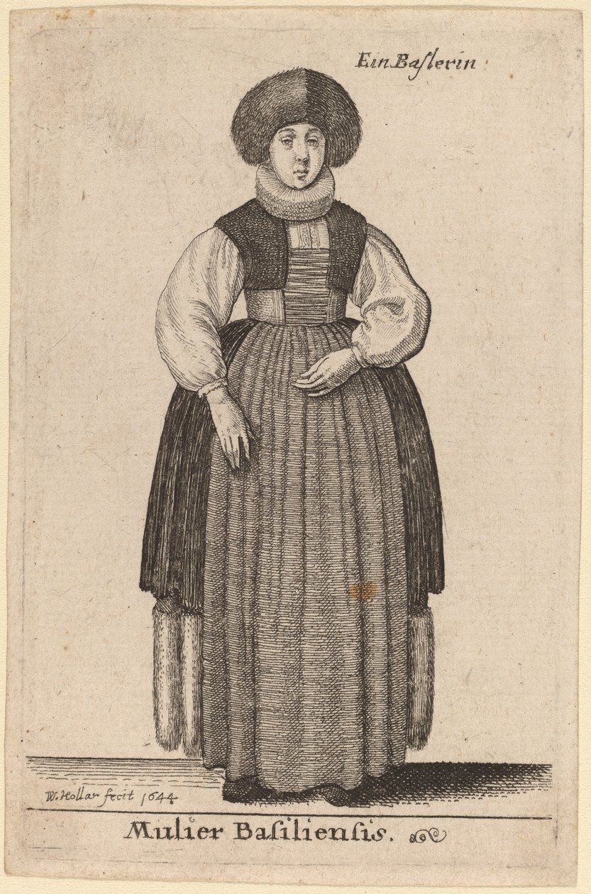 Nainen Baselista tekijältä Wenceslaus Hollar