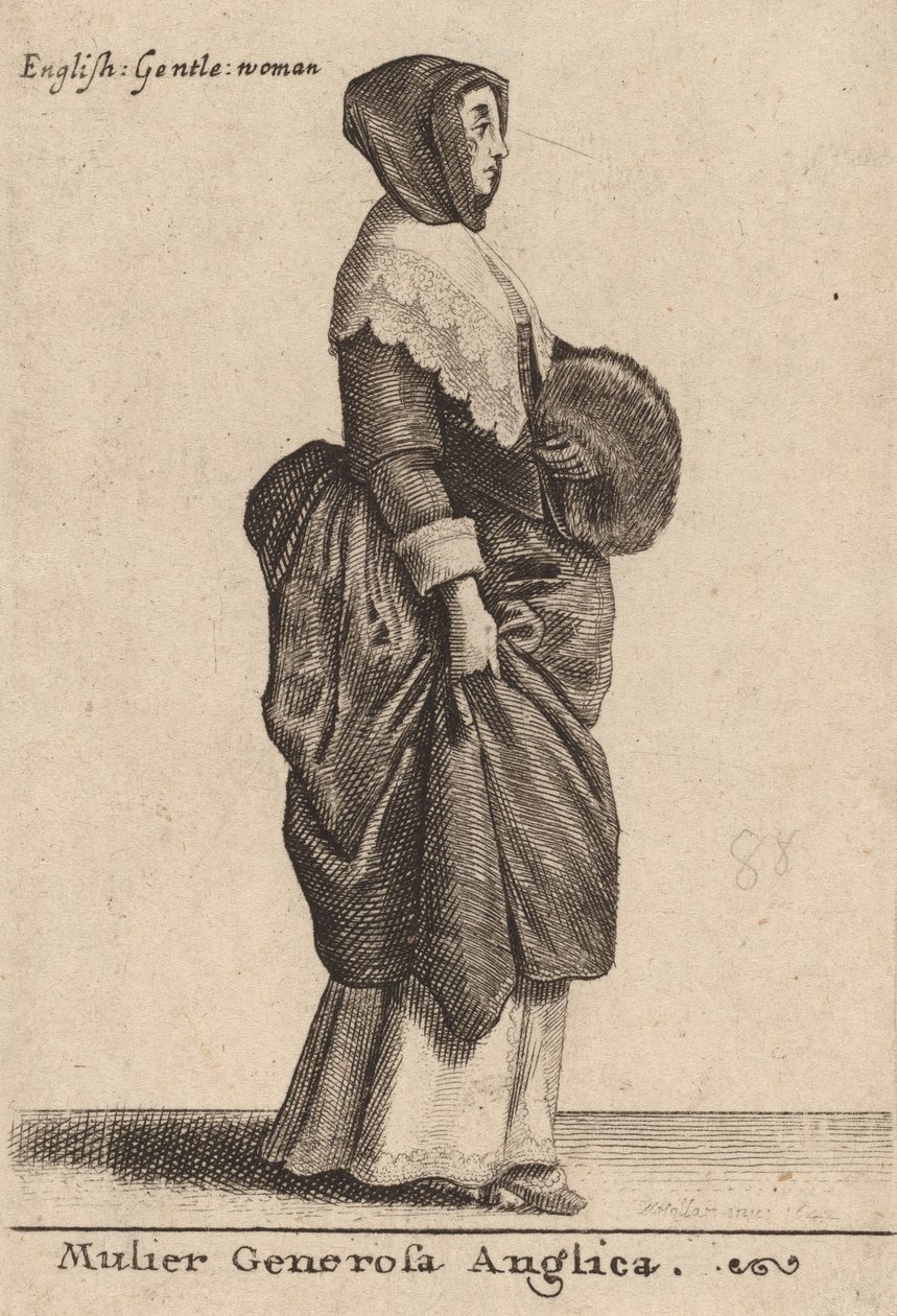Antelias englantilainen nainen, 1642. tekijältä Wenceslaus Hollar
