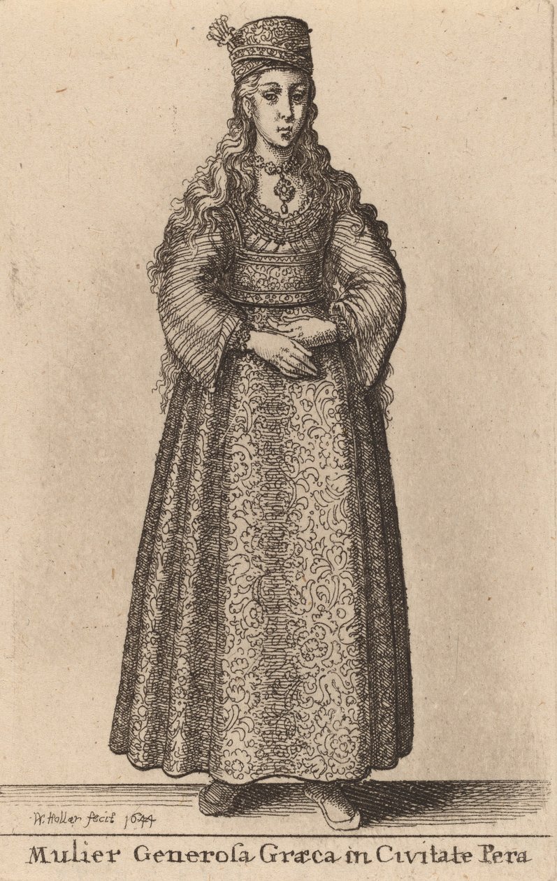 Antelias kreikkalainen nainen Peran kaupungissa, 1644. tekijältä Wenceslaus Hollar