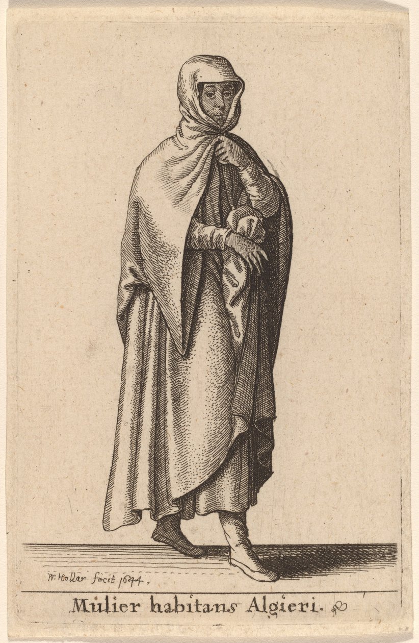Algerissa asuva nainen tekijältä Wenceslaus Hollar