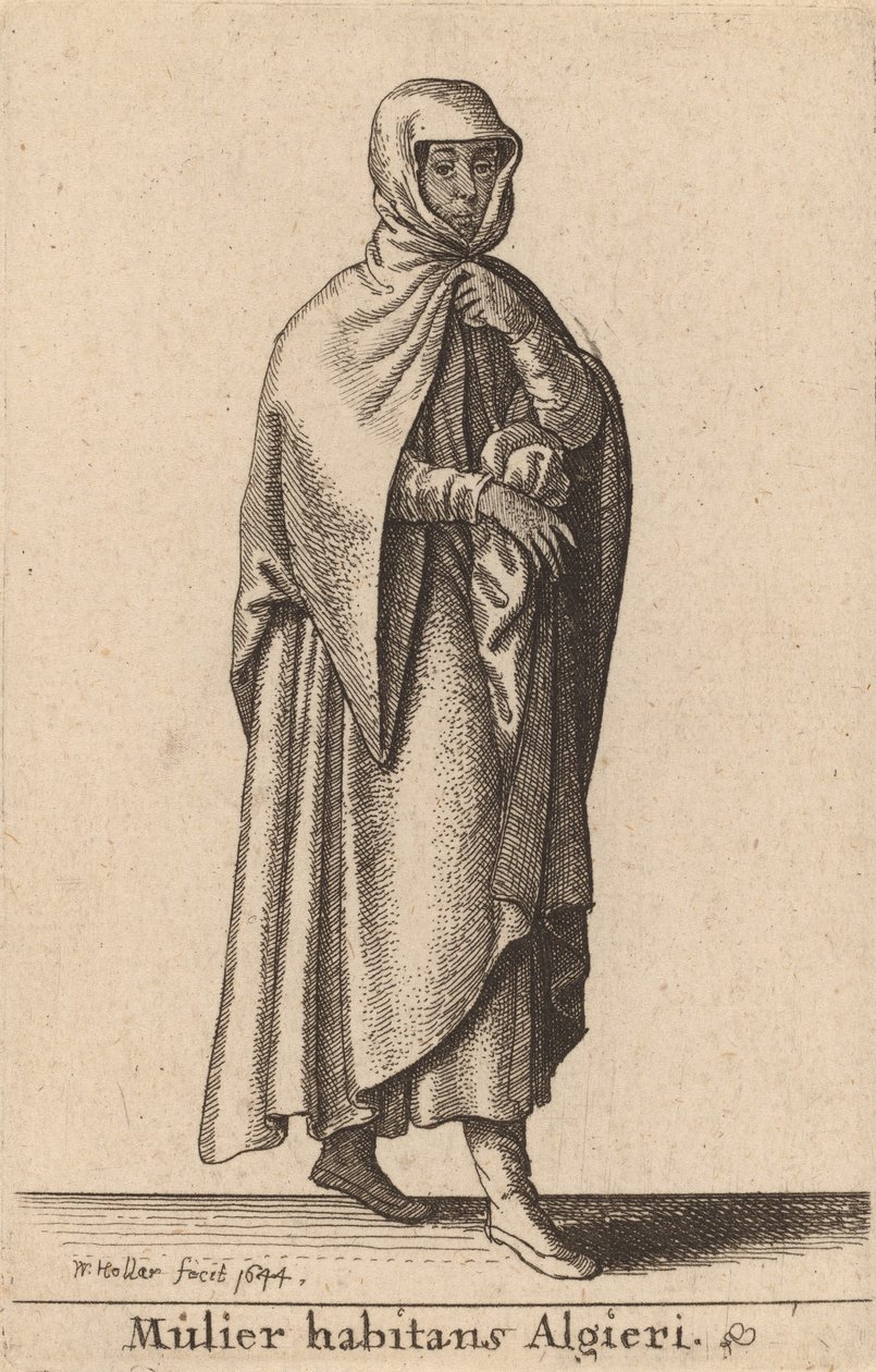 Nainen asuu Algerissa, 1644. tekijältä Wenceslaus Hollar