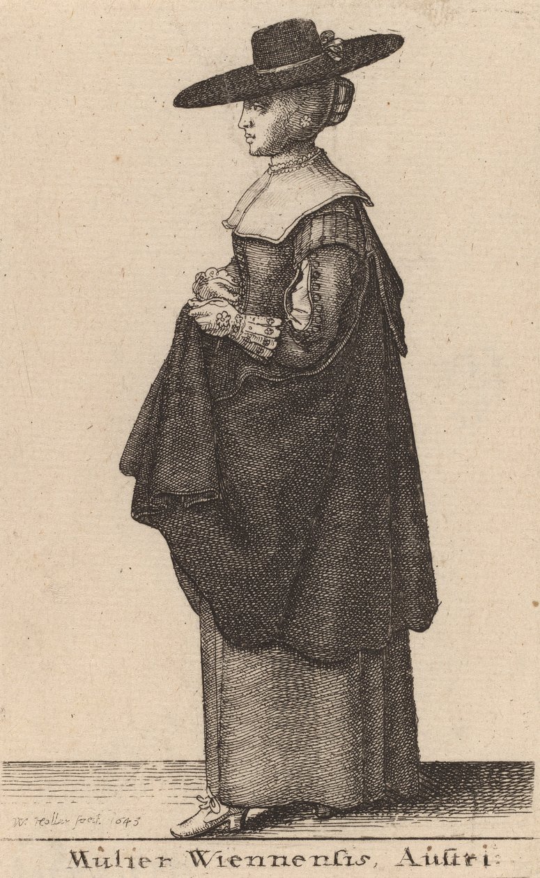 Wienin nainen, Itävalta, 1643. tekijältä Wenceslaus Hollar
