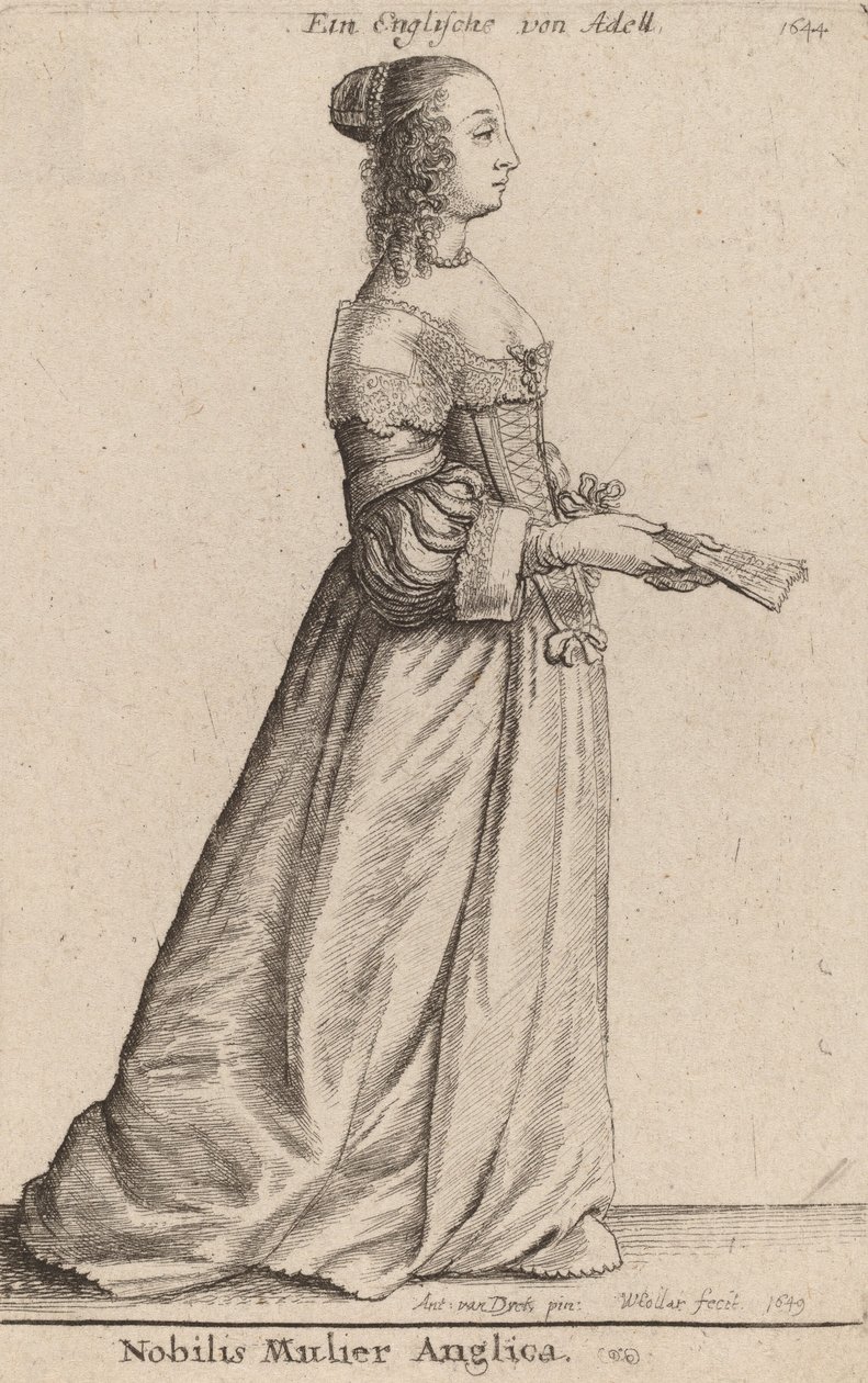 Jalo englantilainen nainen, 1649. tekijältä Wenceslaus Hollar