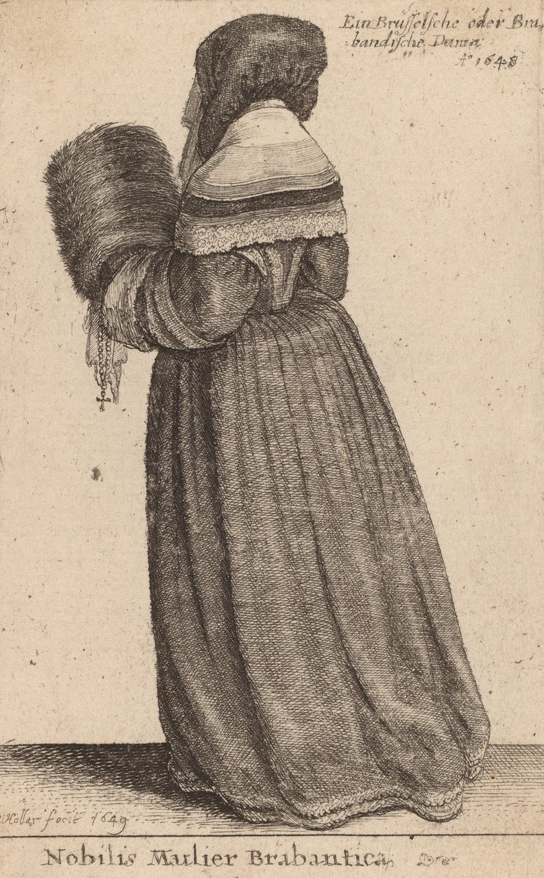 Brabantin jalo nainen, 1649. tekijältä Wenceslaus Hollar