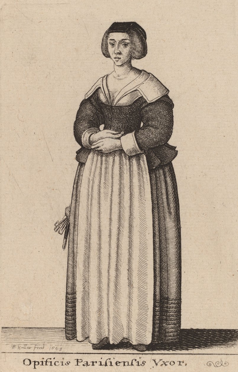 Työläisen vaimo Pariisissa, 1643. tekijältä Wenceslaus Hollar