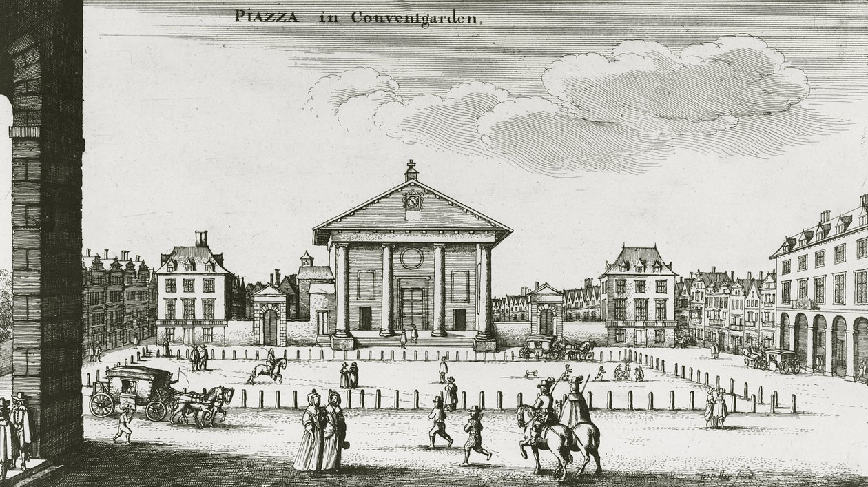 Piazza Covent Gardenissa, 1640 tekijältä Wenceslaus Hollar