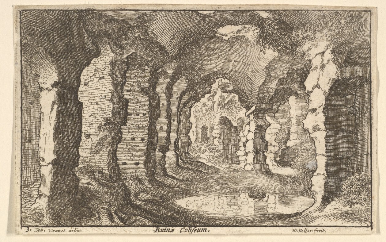 Colosseumin rauniot, n. 1650 tekijältä Wenceslaus Hollar