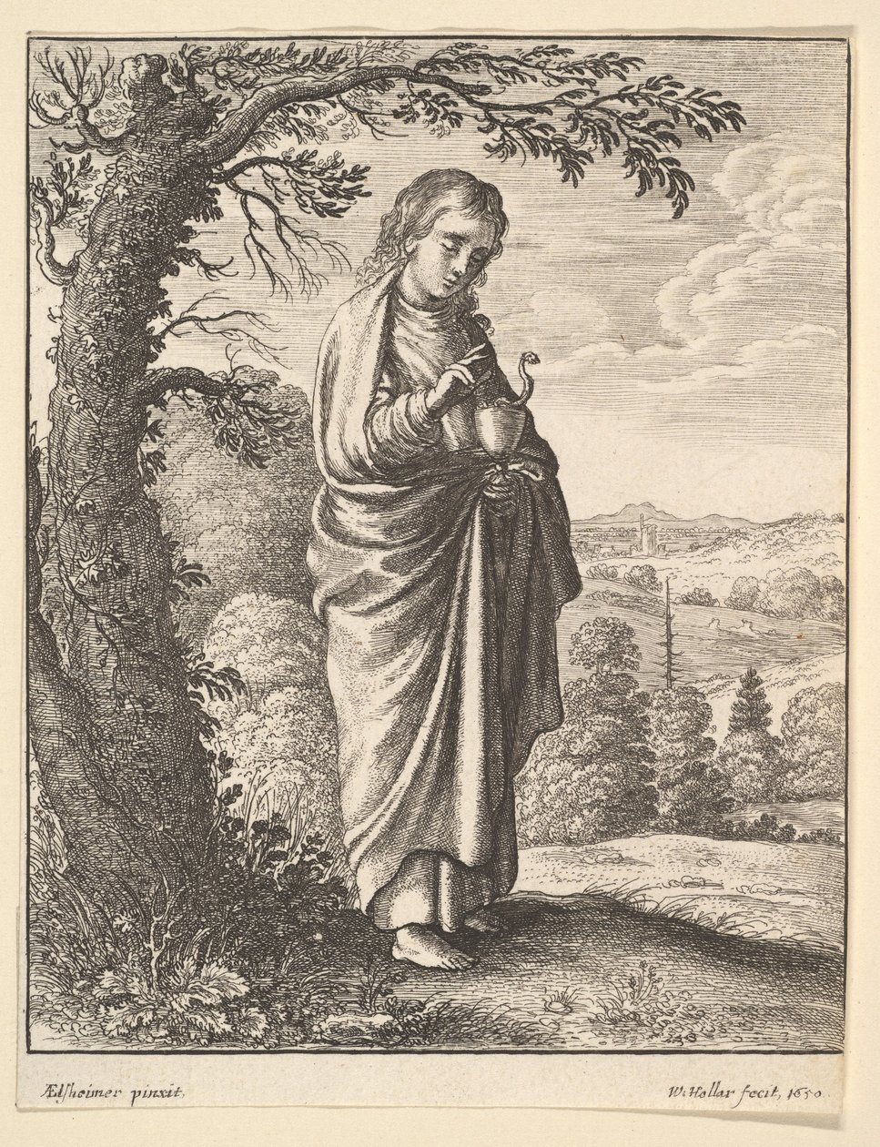 Pyhä Johannes evankelista, 1650. tekijältä Wenceslaus Hollar