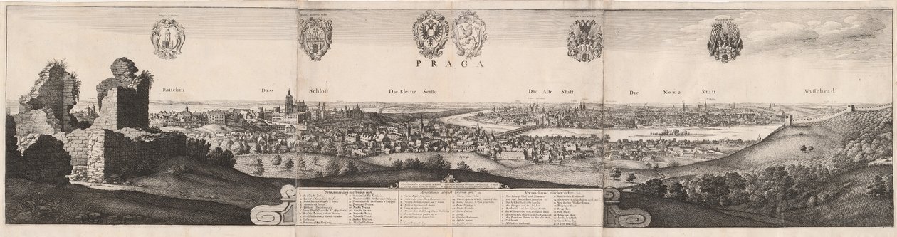 Suuri näkymä Prahasta, 1649. tekijältä Wenceslaus Hollar