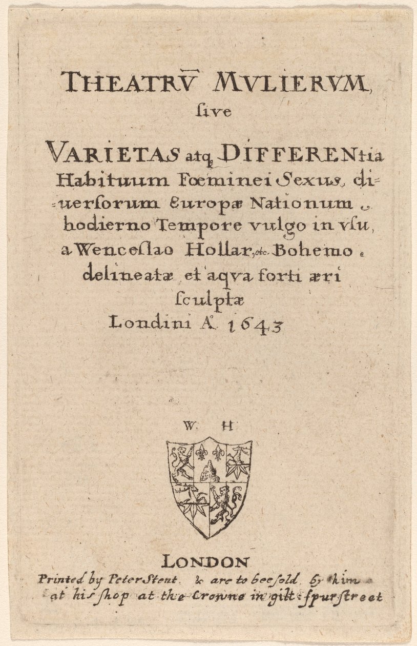 Naisten teatteri: Nimilehti, 1643. tekijältä Wenceslaus Hollar