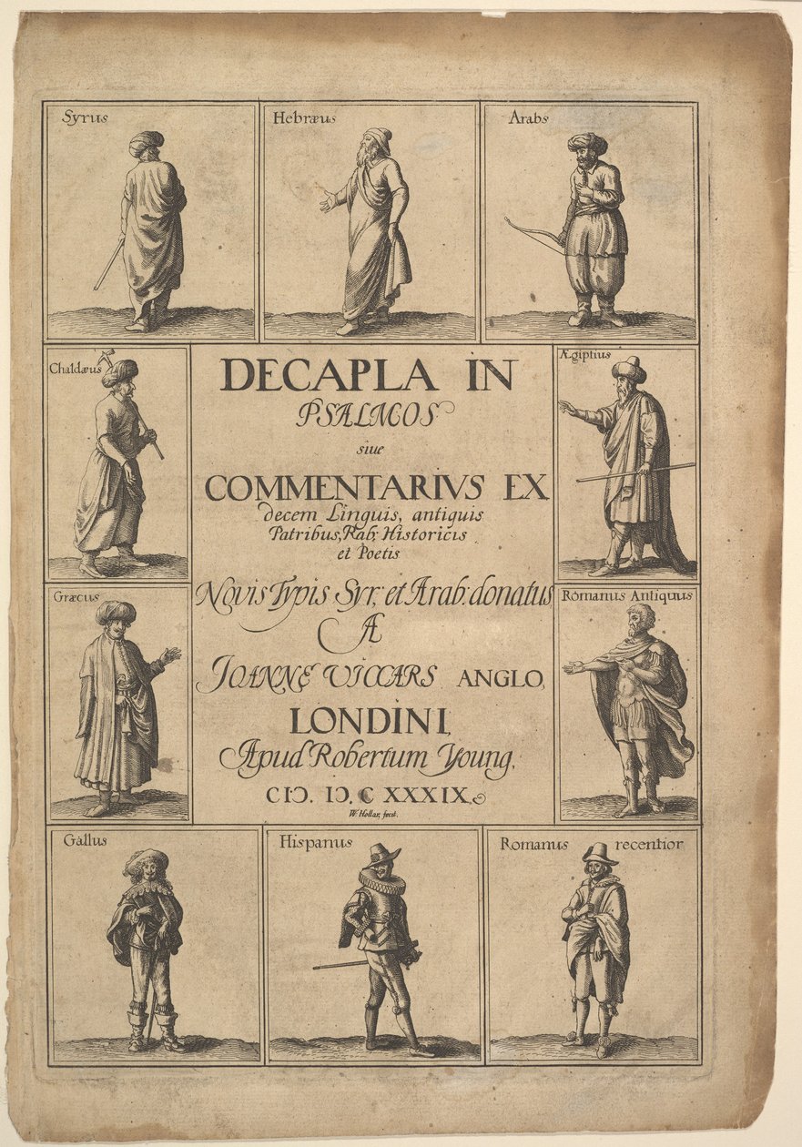 Nimilehti: Decapla Psalmosissa, 1639. tekijältä Wenceslaus Hollar