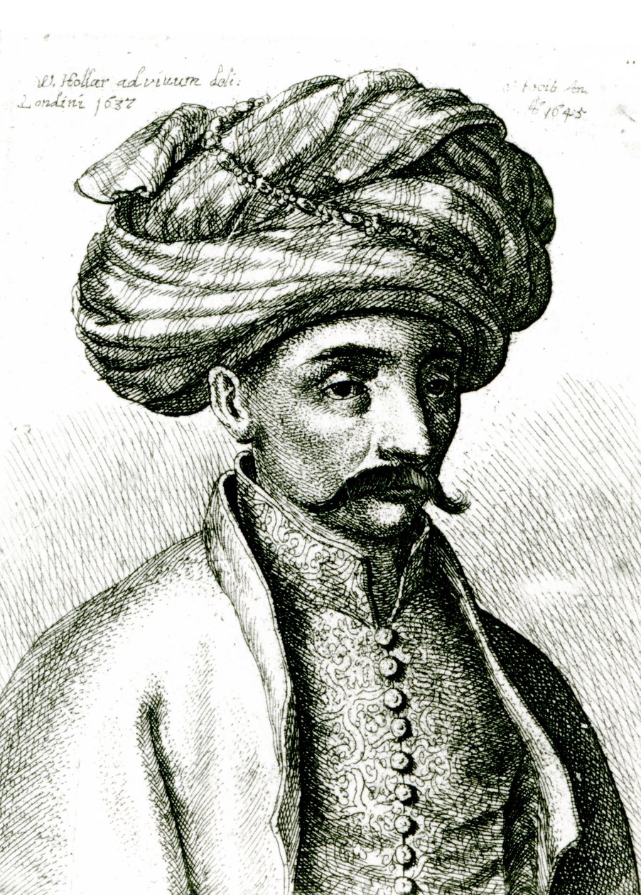 Turkin pää, 1645 tekijältä Wenceslaus Hollar