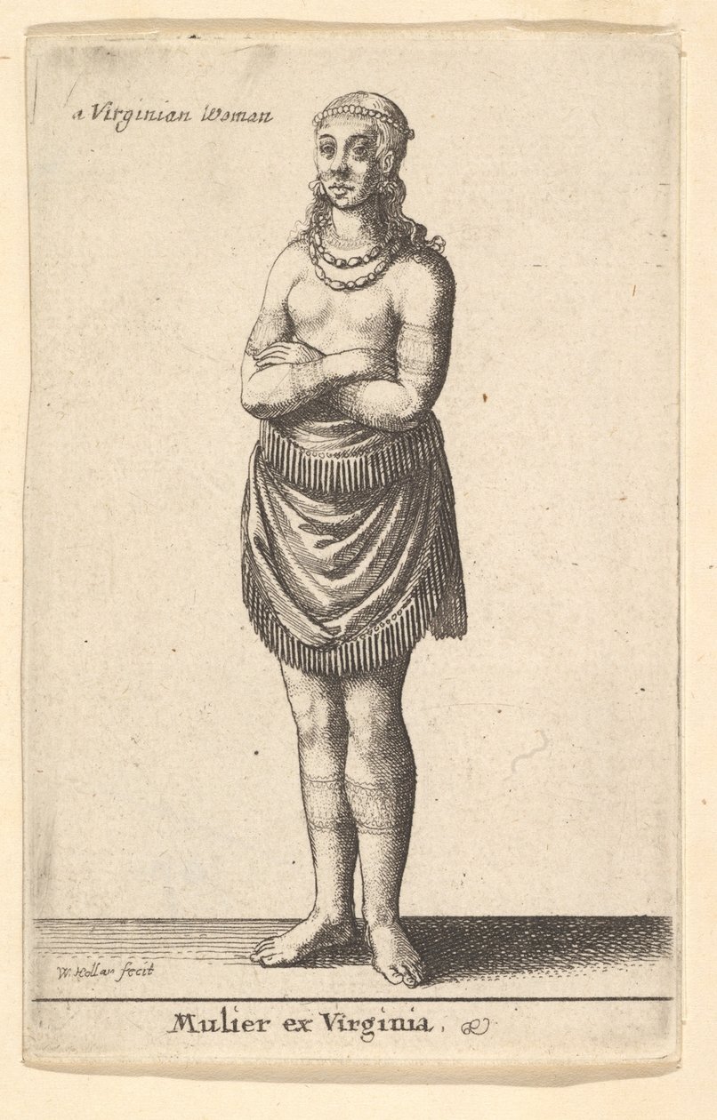 Nainen Virginiasta, n. 1643. tekijältä Wenceslaus Hollar