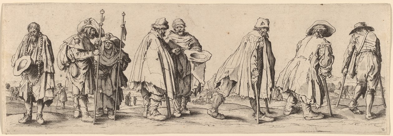 Kahdeksan kerjäläistä tekijältä Wenceslaus Hollar after Jacques Callot