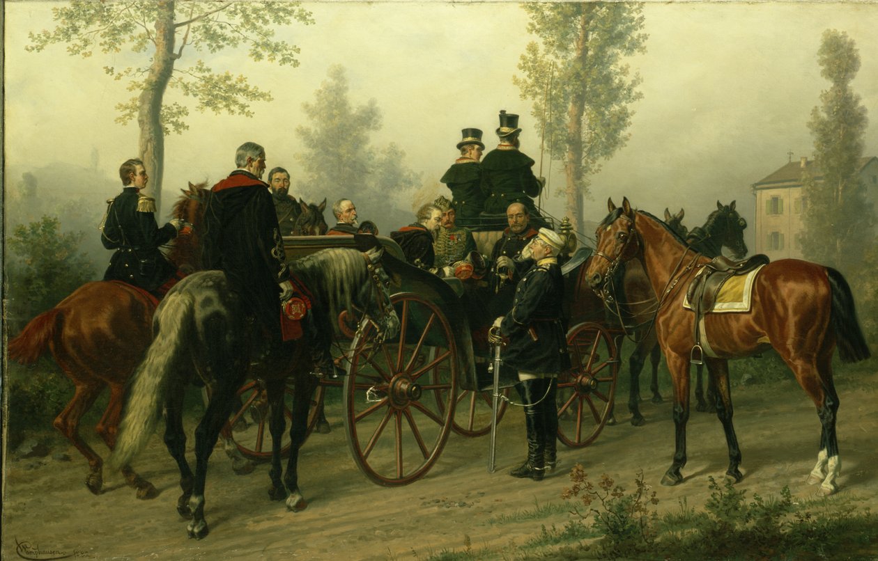 Napoleon III ja Bismarck Sedanin taistelun jälkeen, 1882. tekijältä Wilhelm Camphausen