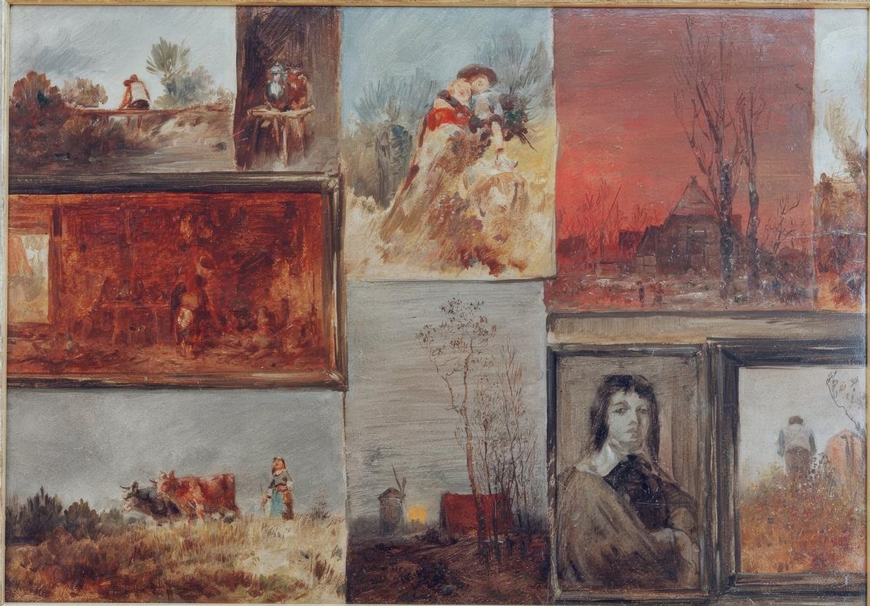 Sammelkuva mit neun Studien tekijältä Wilhelm Busch