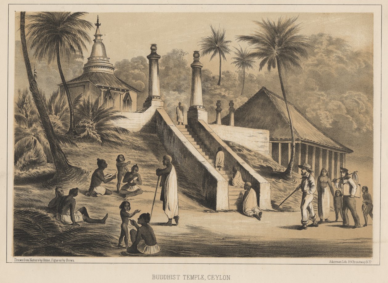 Buddhalainen temppeli, Ceylon, 1855 tekijältä Wilhelm Joseph Heine