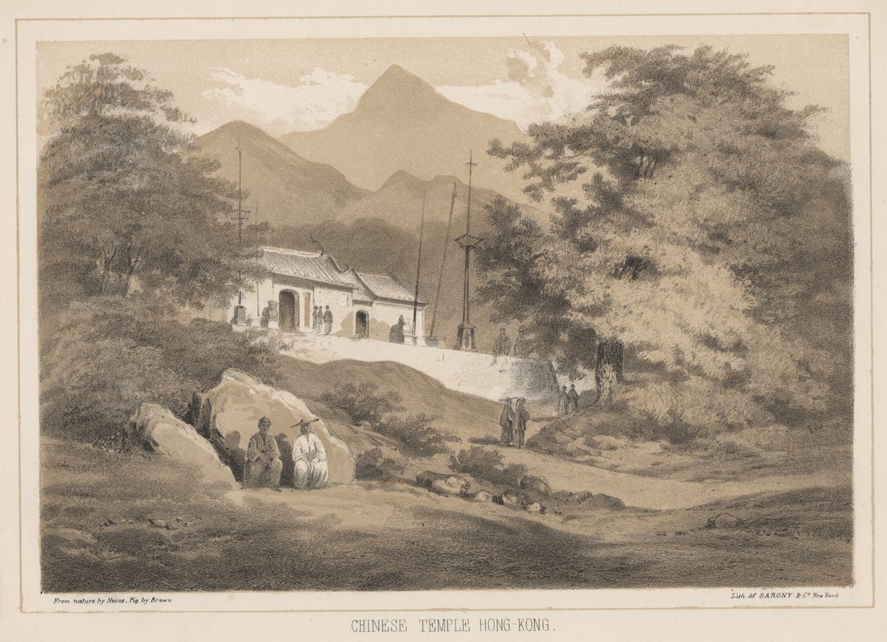 Kiinalainen temppeli, Hongkong, 1855 tekijältä Wilhelm Joseph Heine