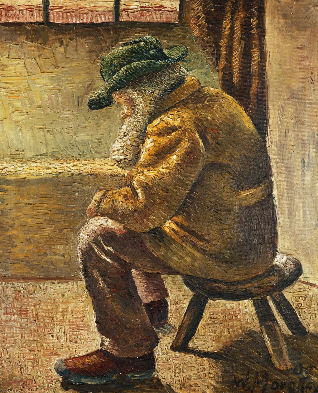 istuva kuva; Istuva hahmo, 1909 tekijältä Wilhelm Morgner