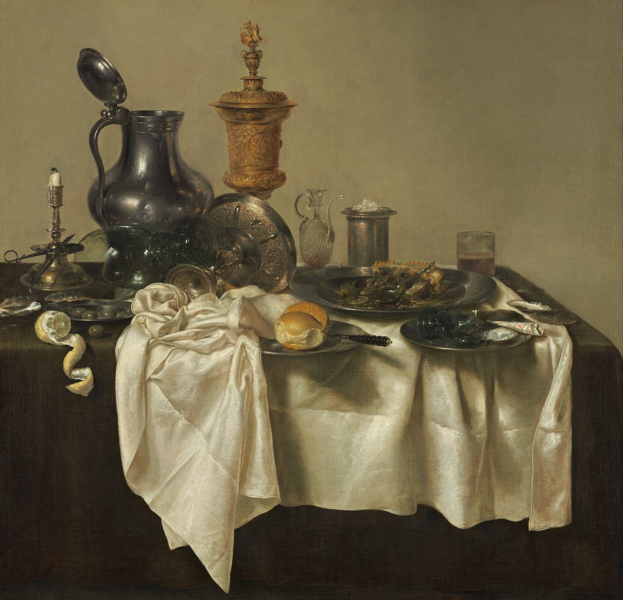 Juhlapala ja jauhepiirakka tekijältä Willem Claesz. Heda