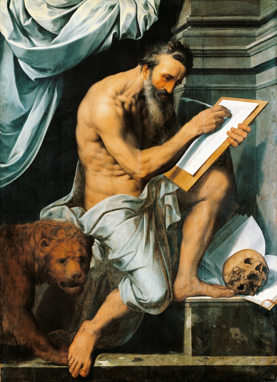 St. Jerome (öljy tammilevylle) tekijältä Willem Key