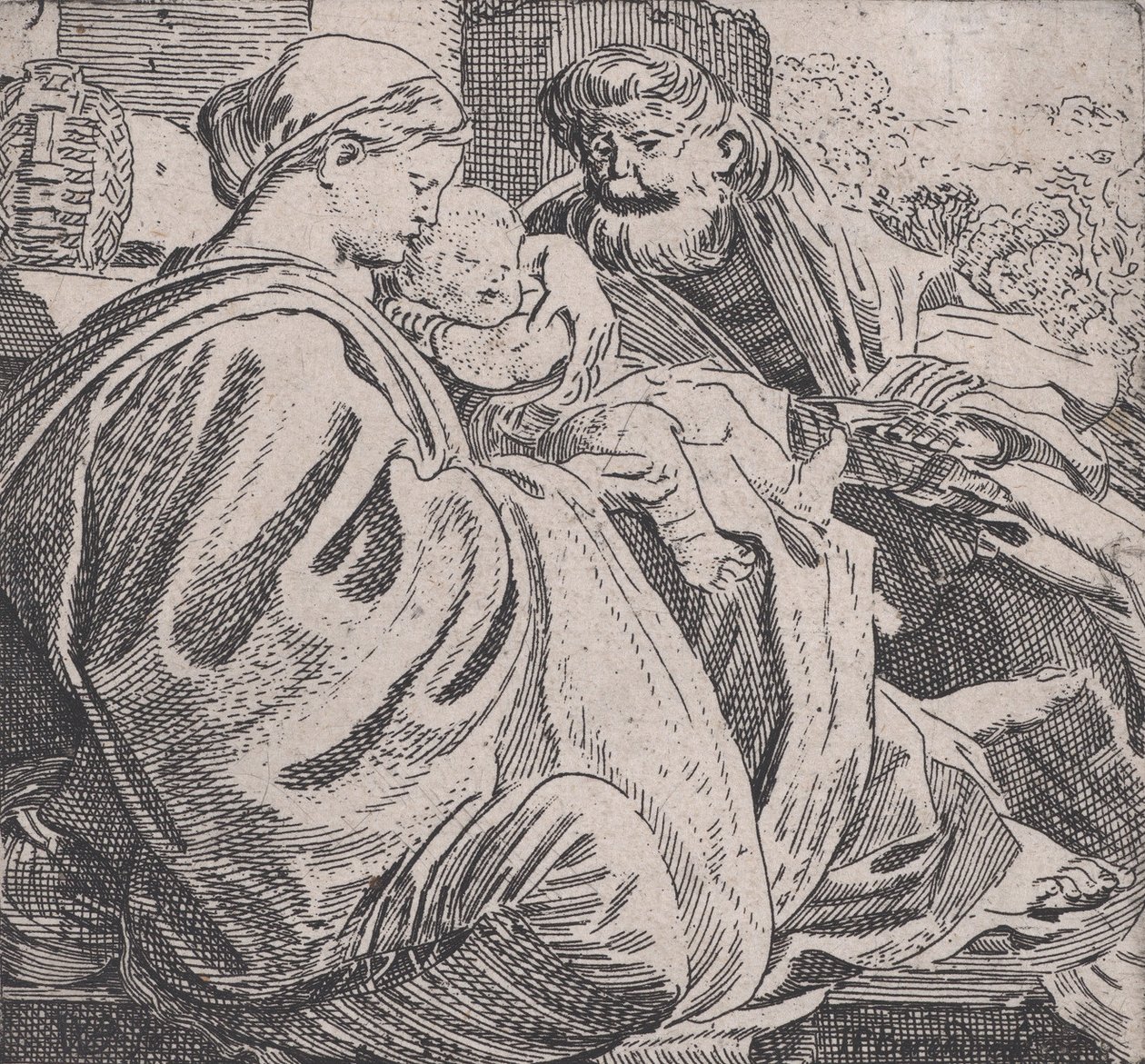 La Sagrada Família descansant, ca. 1615. finlandès tekijältä Willem Pietersz. Buytewech