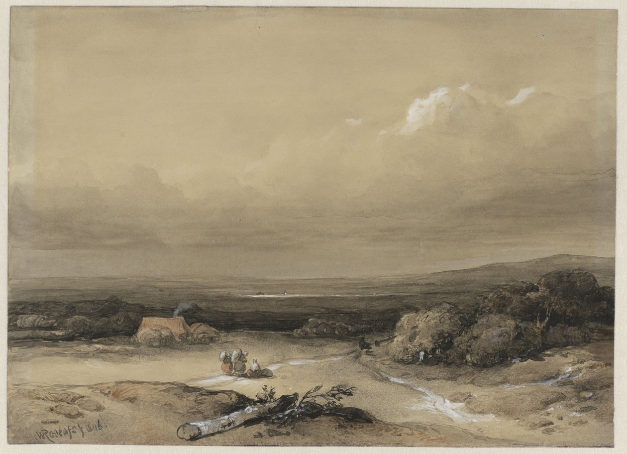 Maisema tekijältä Willem Roelofs (I) (signed by artist)
