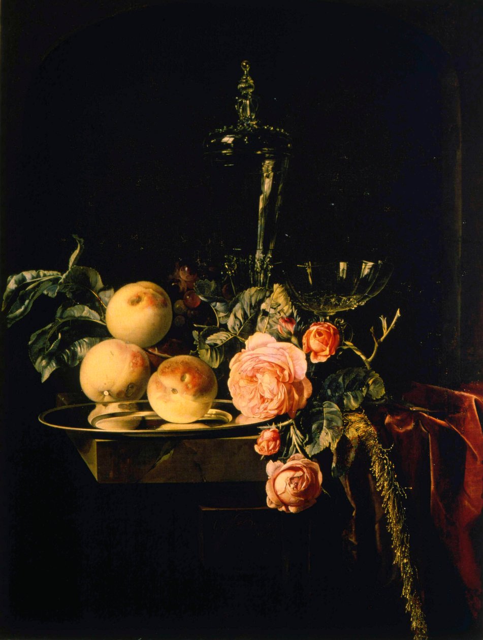Ruusut ja persikat, 1659 tekijältä Willem van Aelst