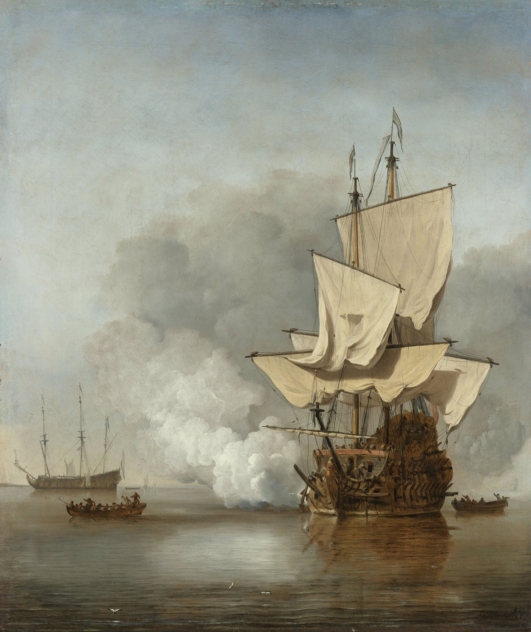 Tykinlaukaus, n. 1680 tekijältä Willem van de Velde