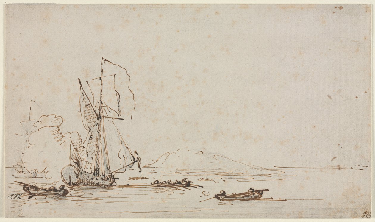 Yacht Receiving Salute, c. 1700. tekijältä Willem van de Velde