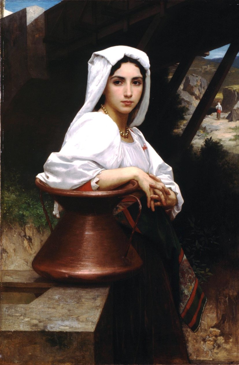 Italialainen tyttö piirtää vettä tekijältä William Adolphe Bouguereau