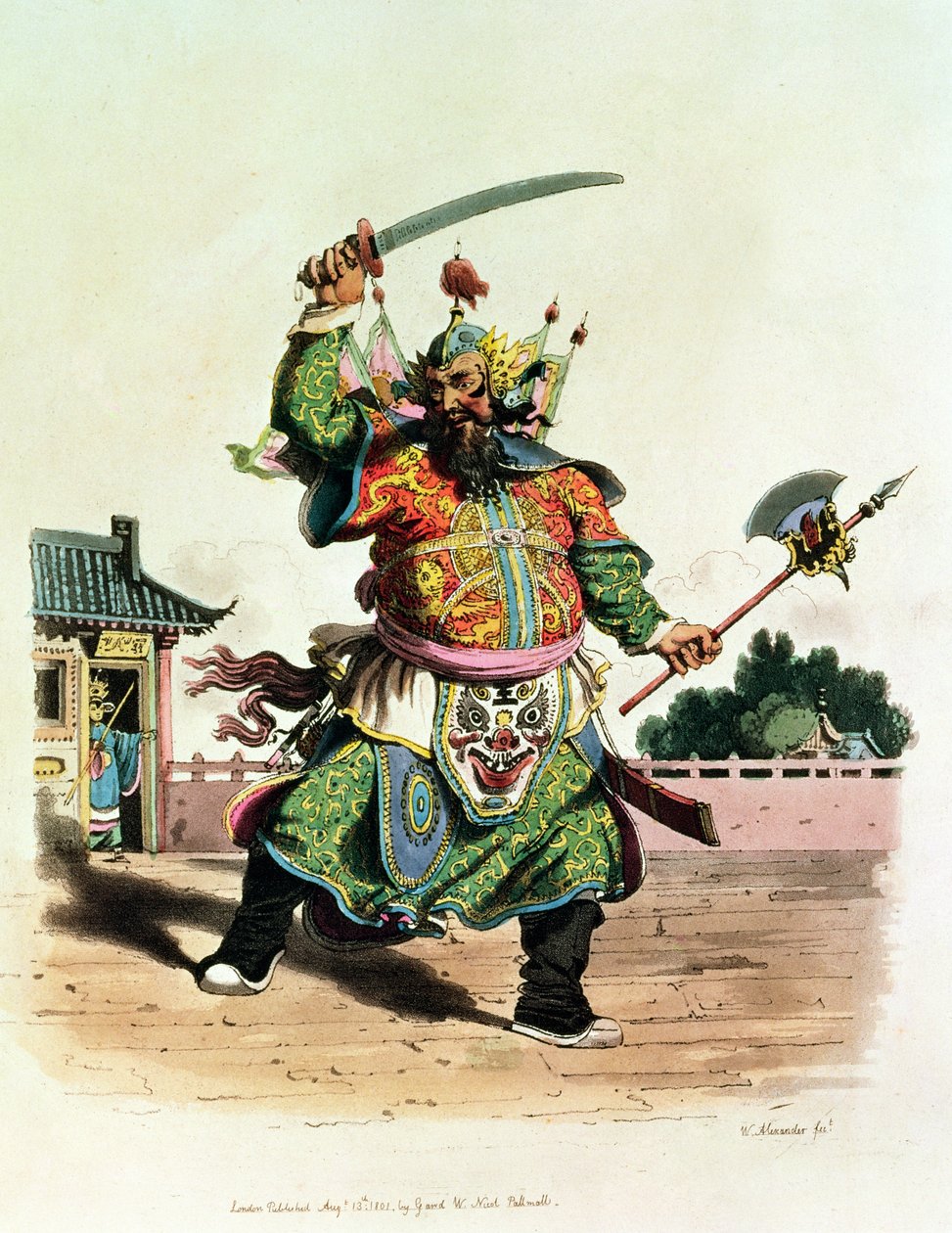 Kiinalainen koomikko, kuvitus teoksesta The Costume of China, 1805 tekijältä William Alexander