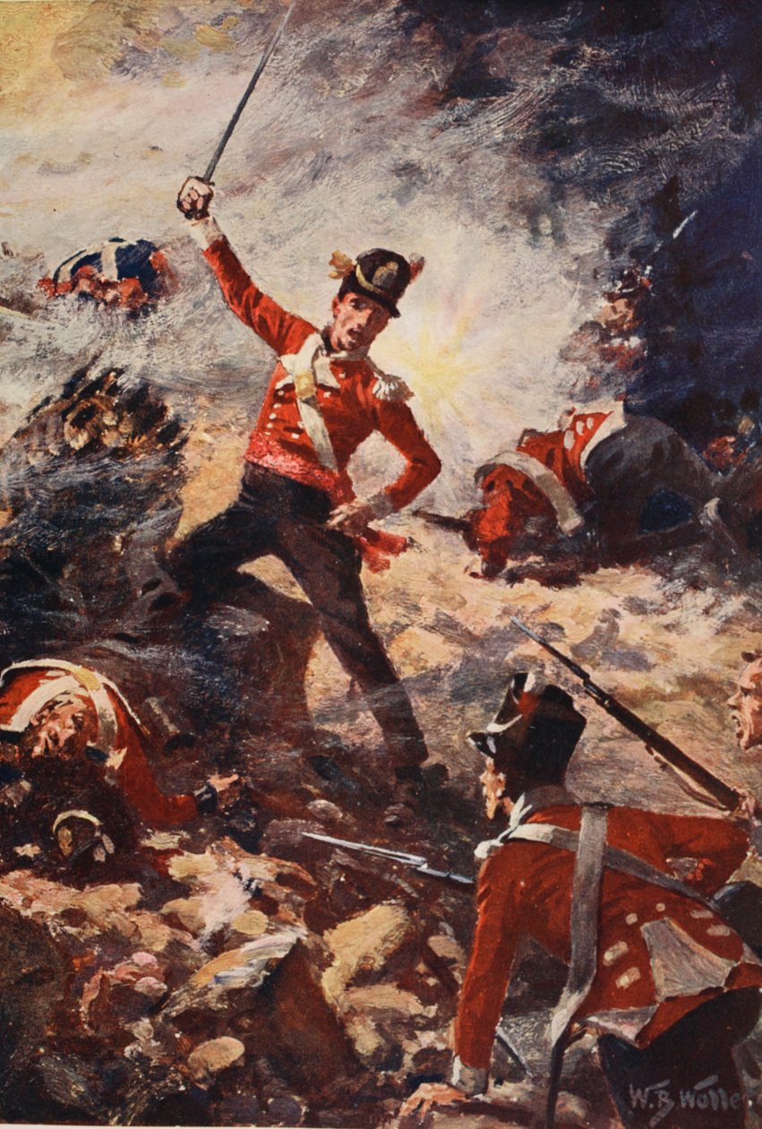 Colin Campbell johtaa surkeaa toivoa San Sebastianissa, kuvitus teoksesta 1800-luvun taistelut, Archibald Forbes, G.A. Henty ja majuri Arthur Griffiths tekijältä William Barnes Wollen