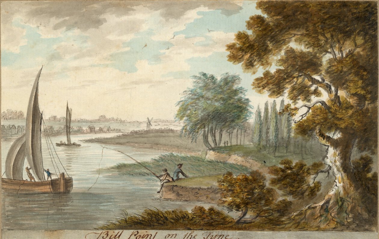 Bill Point on the Tyne (kynä ja akvarelli paperilla) tekijältä William Beilby