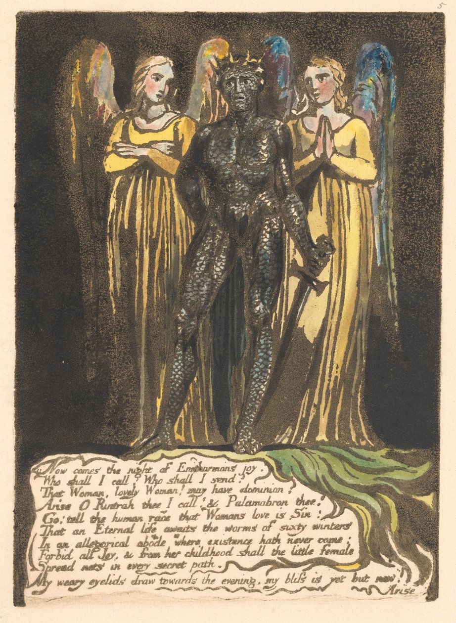 Eurooppa. Profetia, levy 7, nyt tulee yö. . . . (Bentley 8) tekijältä William Blake