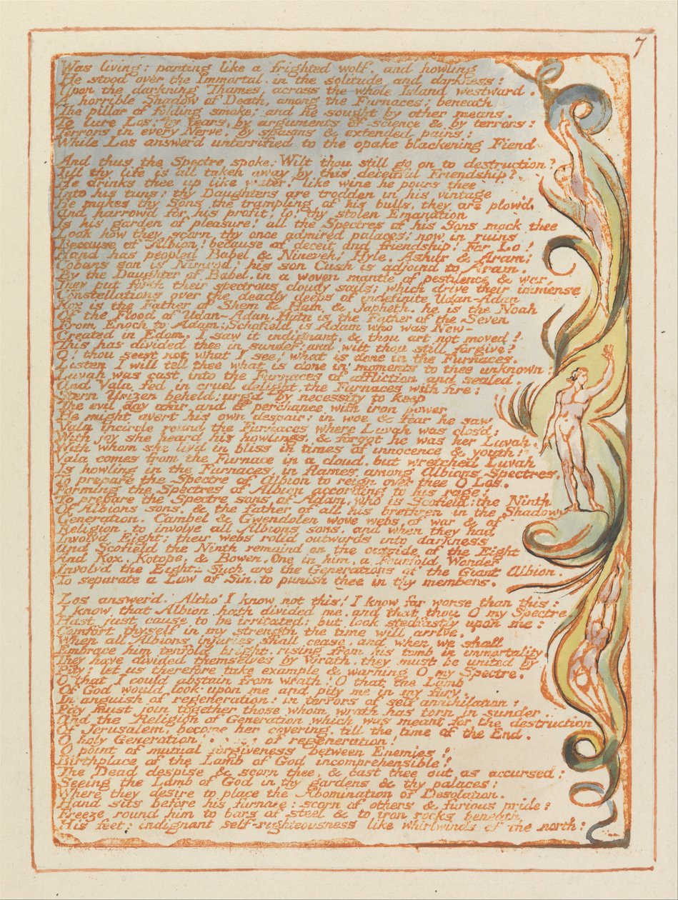 Jerusalem, levy 7, asui hengästyneenä .... tekijältä William Blake