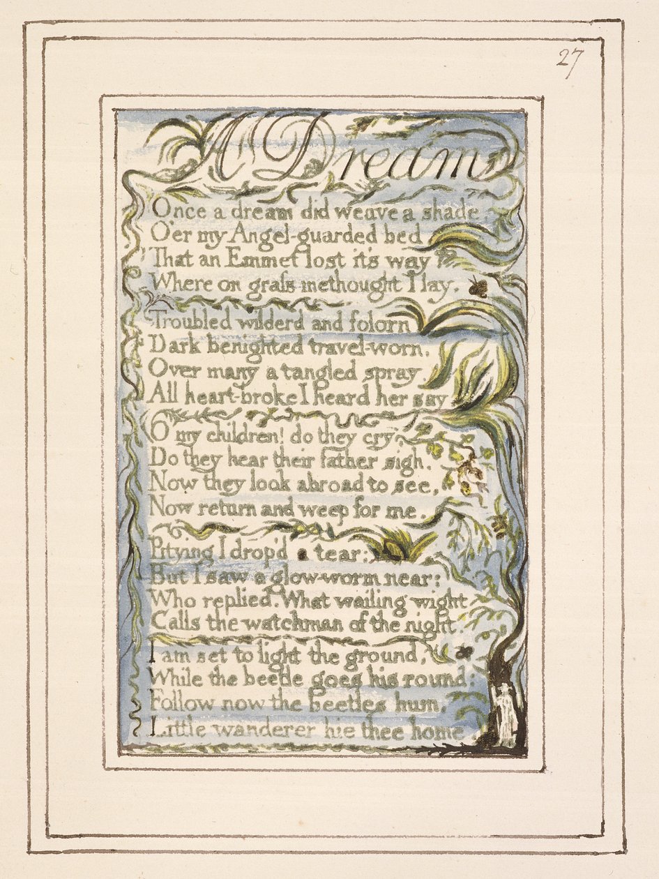 P.124-1950.pt27 Unelma: levy 27 kappaleesta Songs of Innocence and of Experience (kopio R) n. 1802-08 (etsaus, muste ja wc) tekijältä William Blake