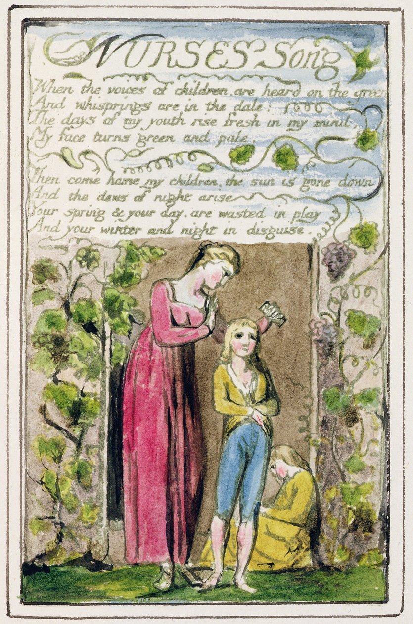 P.124-1950.pt39 Hoitajan laulu: levy 39 julkaisusta Songs of Innocence and of Experience (kopio R) n. 1802-08 (etsaus, muste ja wc) tekijältä William Blake