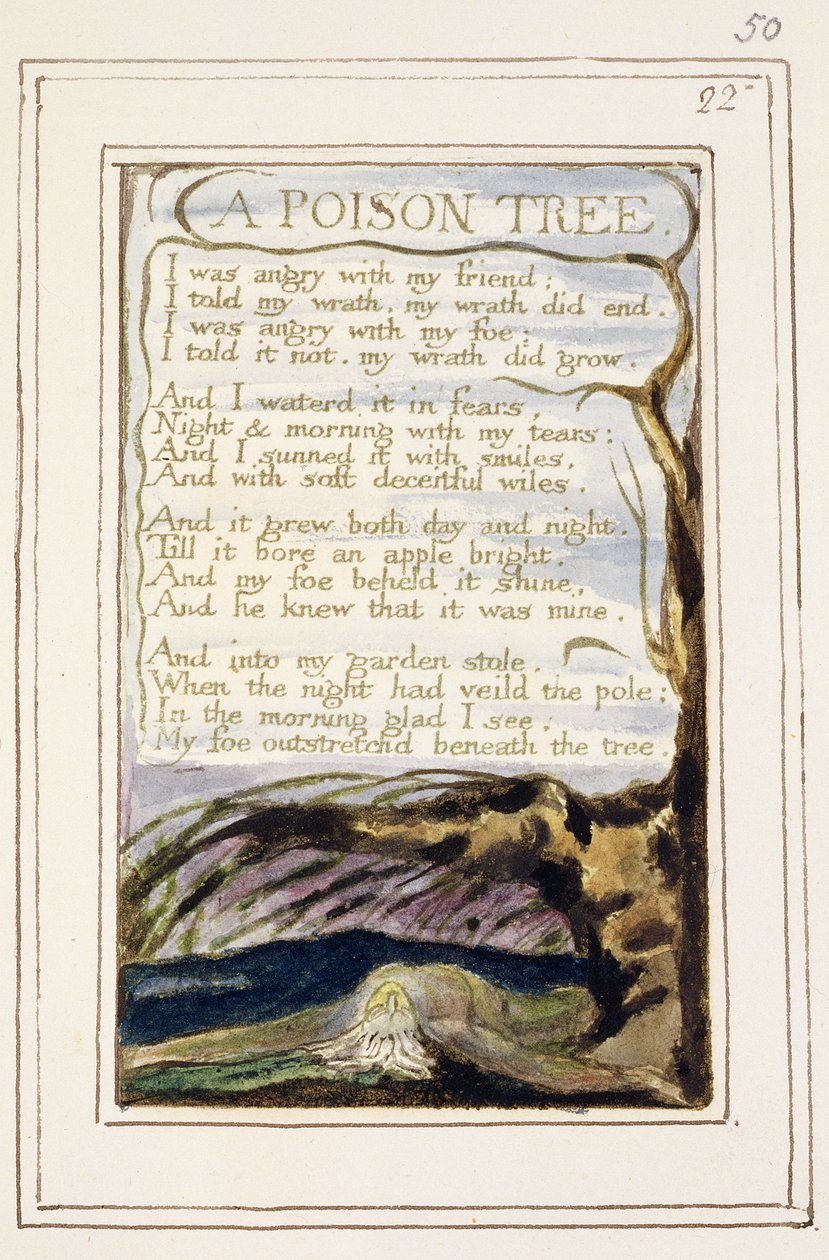 P.124-1950.pt50 A Poison Tree: levy 50 julkaisusta Songs of Innocence and of Experience (kopio R) n. 1802-08 (etsaus, muste ja wc) tekijältä William Blake