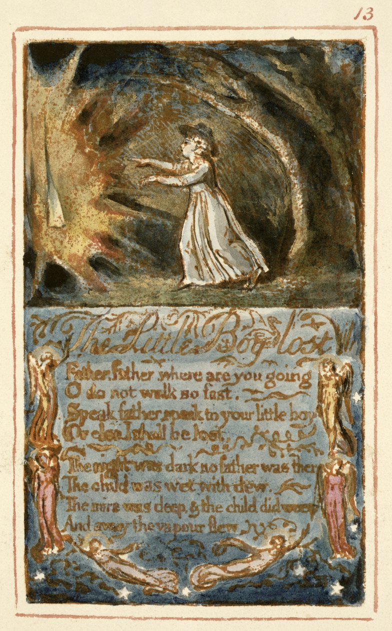 P.125-1950.pt13 The Little Boy Lost: levy 13 julkaisusta Songs of Innocence and of Experience (kopio AA) n. 1815-26 (etsaus, muste ja wc) tekijältä William Blake