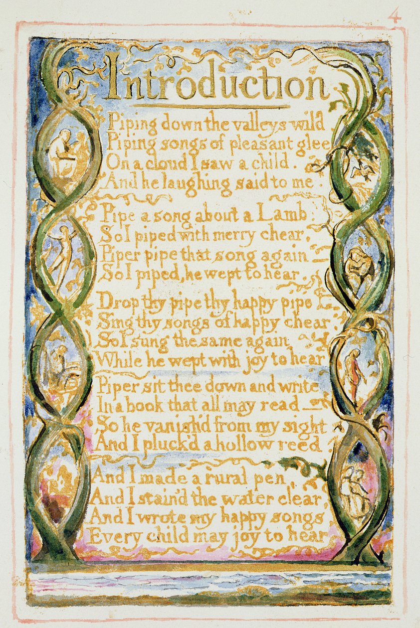 P.125-1950.pt30 Johdatus kokemuslauluihin: levy 30 kappaleesta Songs of Innocence and of Experience (kopio AA) n. 1815-26 (etsaus, muste ja wc) tekijältä William Blake