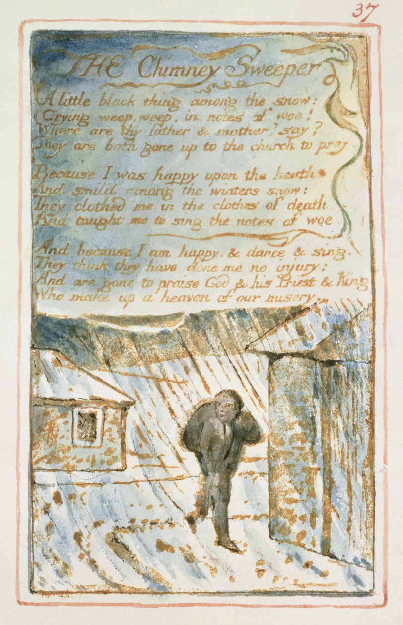 P.125-1950.pt37 Nuohooja: levy 37 kappaleesta Songs of Innocence and of Experience (kopio AA) n. 1815-26 (etsaus, muste ja wc) tekijältä William Blake