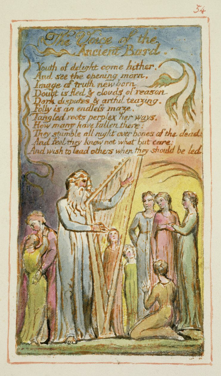 P.125-1950.pt54 Muinaisen Bardin ääni: levy 54 kappaleesta Songs of Innocence and of Experience (kopio AA) n. 1815-26 (etsaus, muste ja wc) tekijältä William Blake